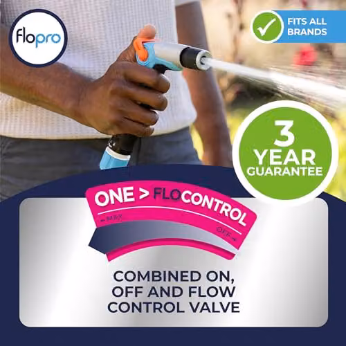 Flopro Blue Jet Spray Gun with 3 Spray Patterns and Flow Control Valve – 3