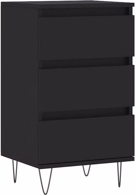 Berkfield Home Modern Black Matt Sideboard in MDF and Metal, W: 40 cm, D: 35 cm, H: 70 cm
