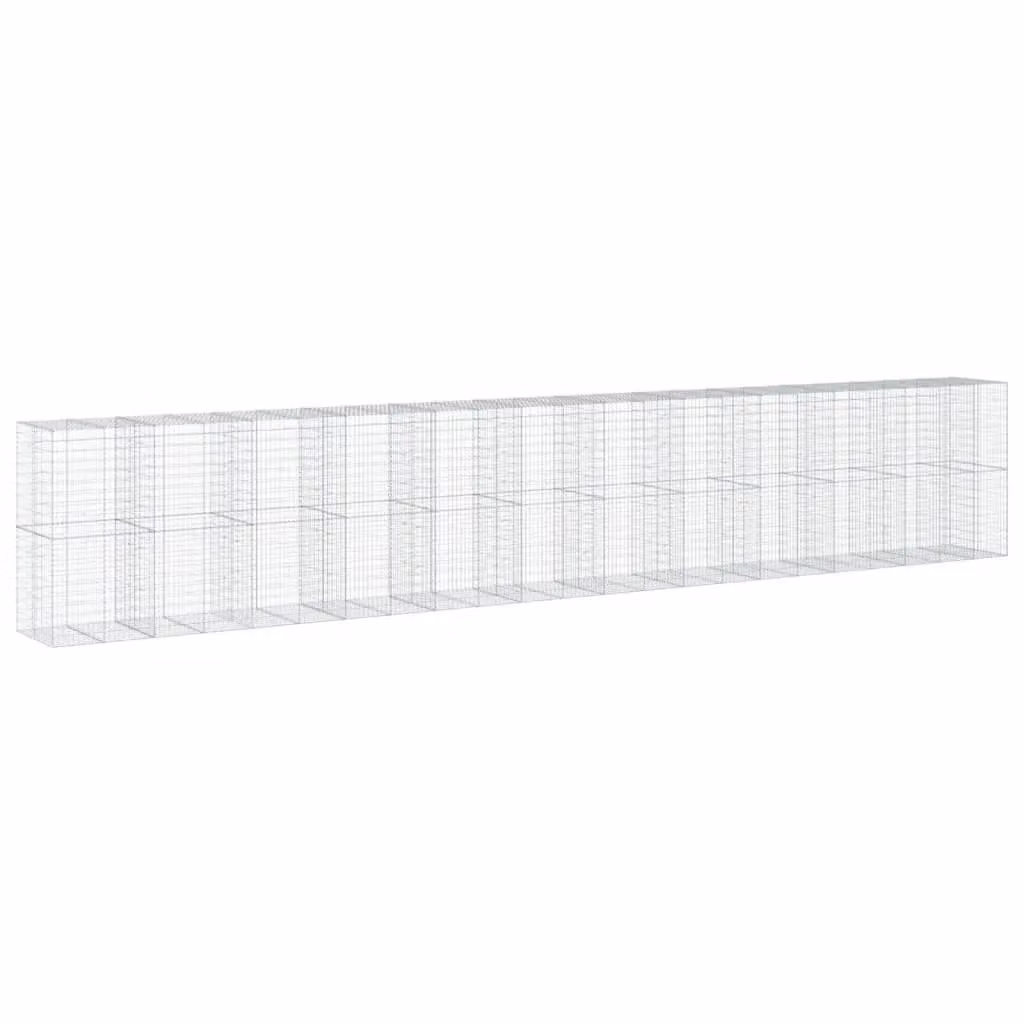 Berkfield Home Silver Galvanised Steel Gabion Basket with Cover, W/D/H: 1150 x 100 x 200 cm – 2