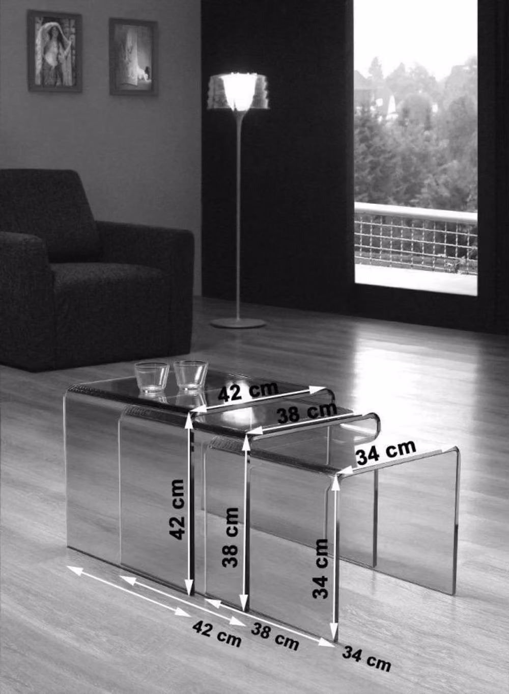 Thats Furniture Milan Nest of 3 Glass Side Tables in Black – 2