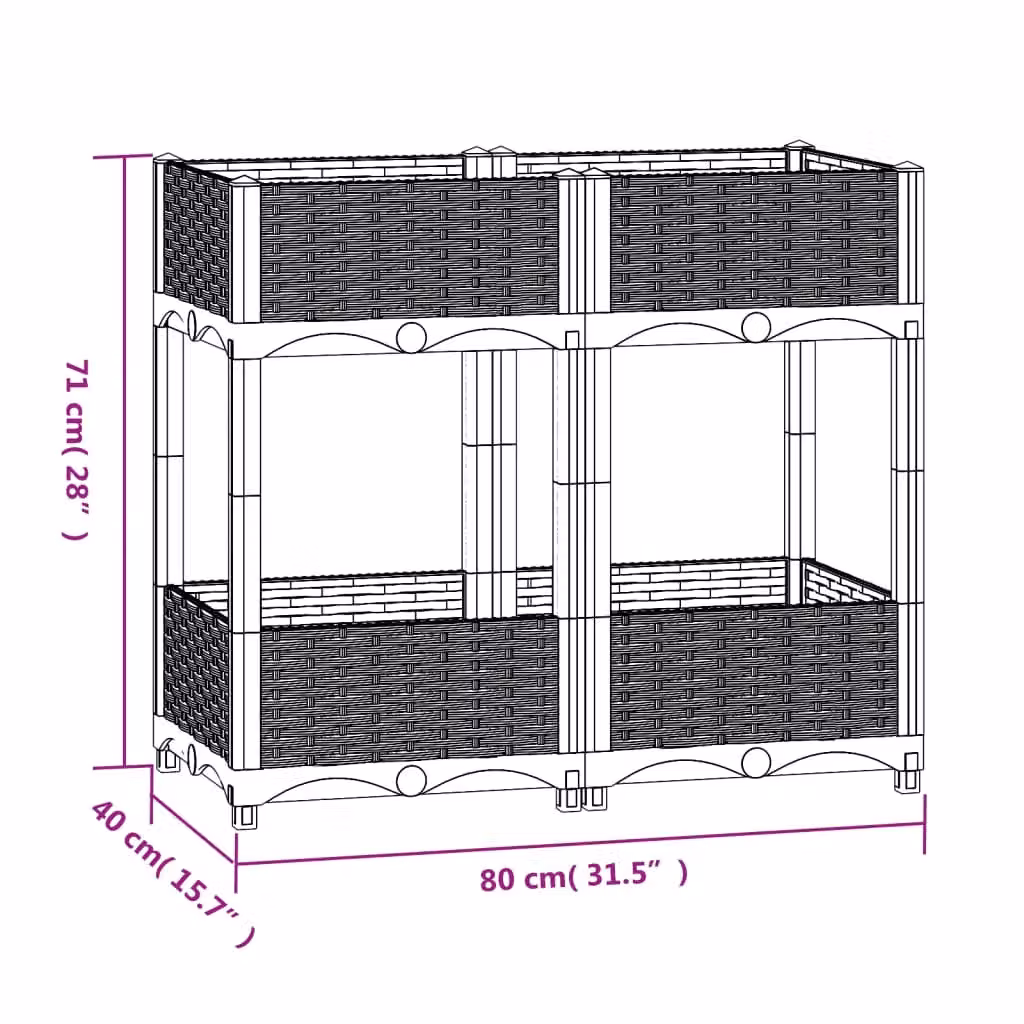 Berkfield Home Grey Polypropylene Raised Bed, W: 80 cm, D: 40 cm, H: 71 cm – 4
