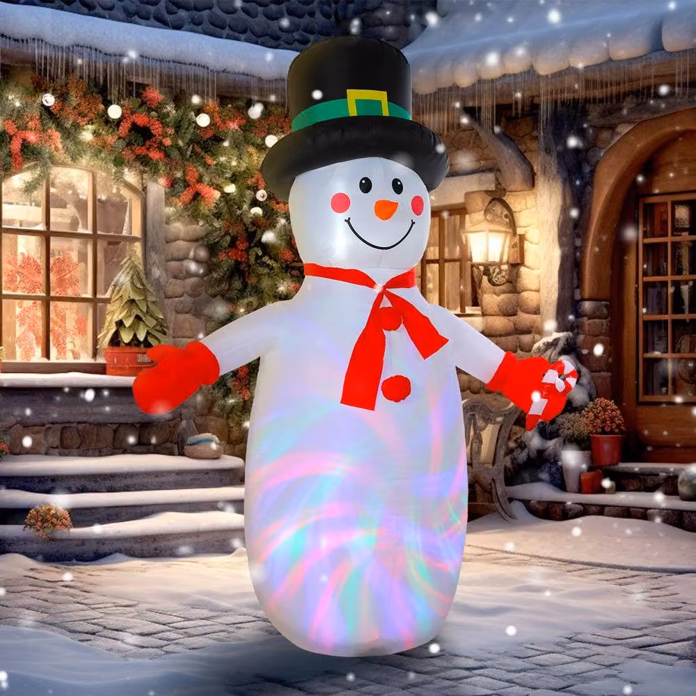 OUTSUNNY Inflatable Christmas Snowman for Indoor and Outdoor Decor, White, Height: 243.84 cm – 2