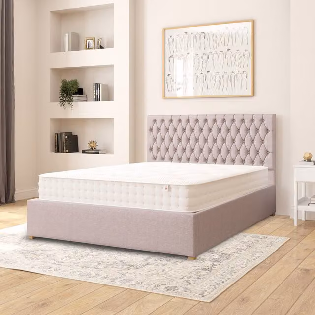 Aspire Monroe Upholstered Fabric Ottoman Storage Bed in Grey, W/D/H: 180 x 200 cm