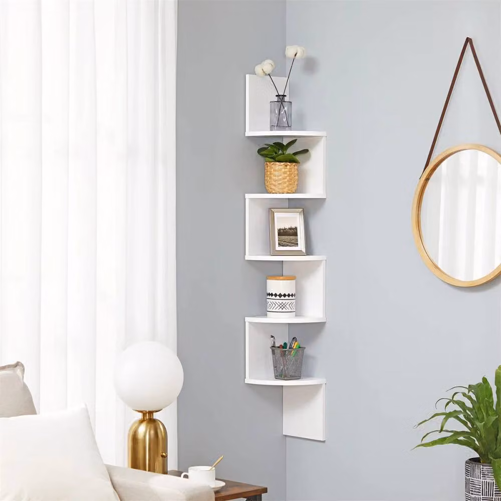 Spot On Dealz Lucca 5 Tier Wall Mounted Corner Shelf in White – 3