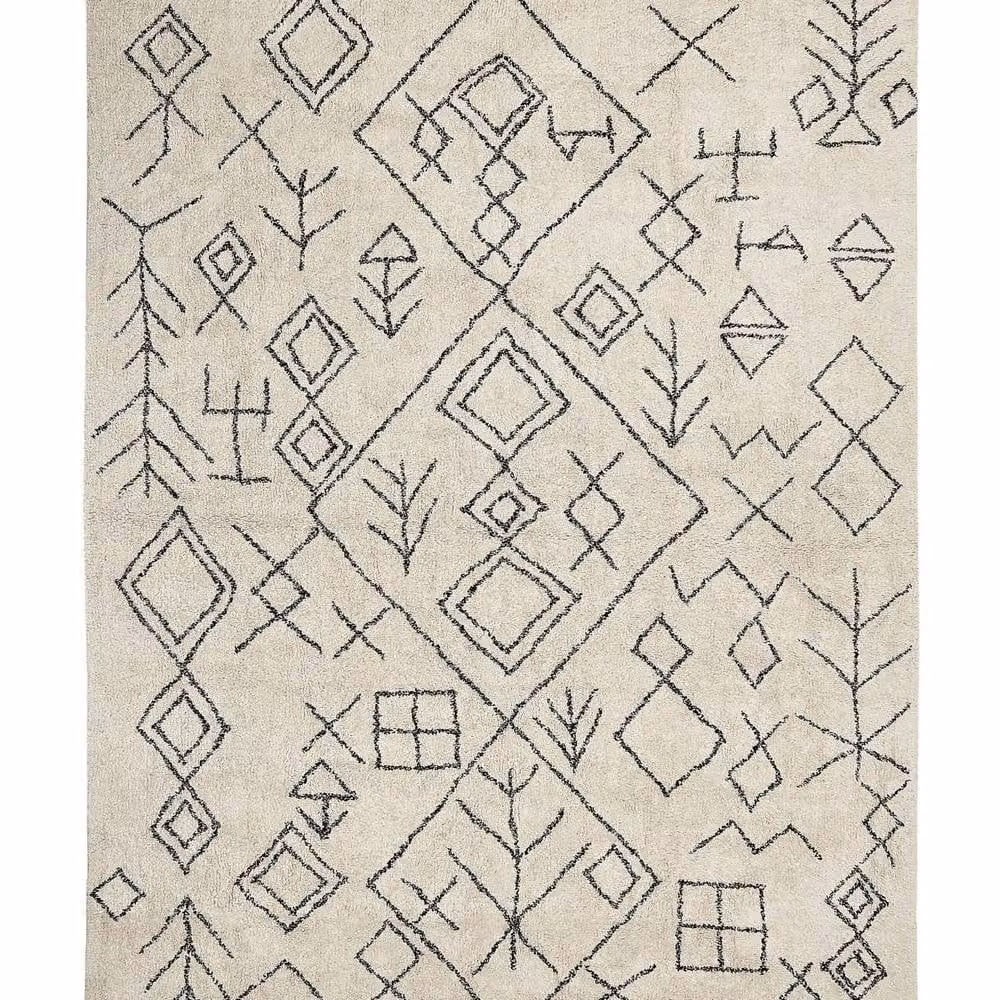 Wyld and Coco Beige Geometric Boho Woven Rug, W/L: 160 x 230 cm