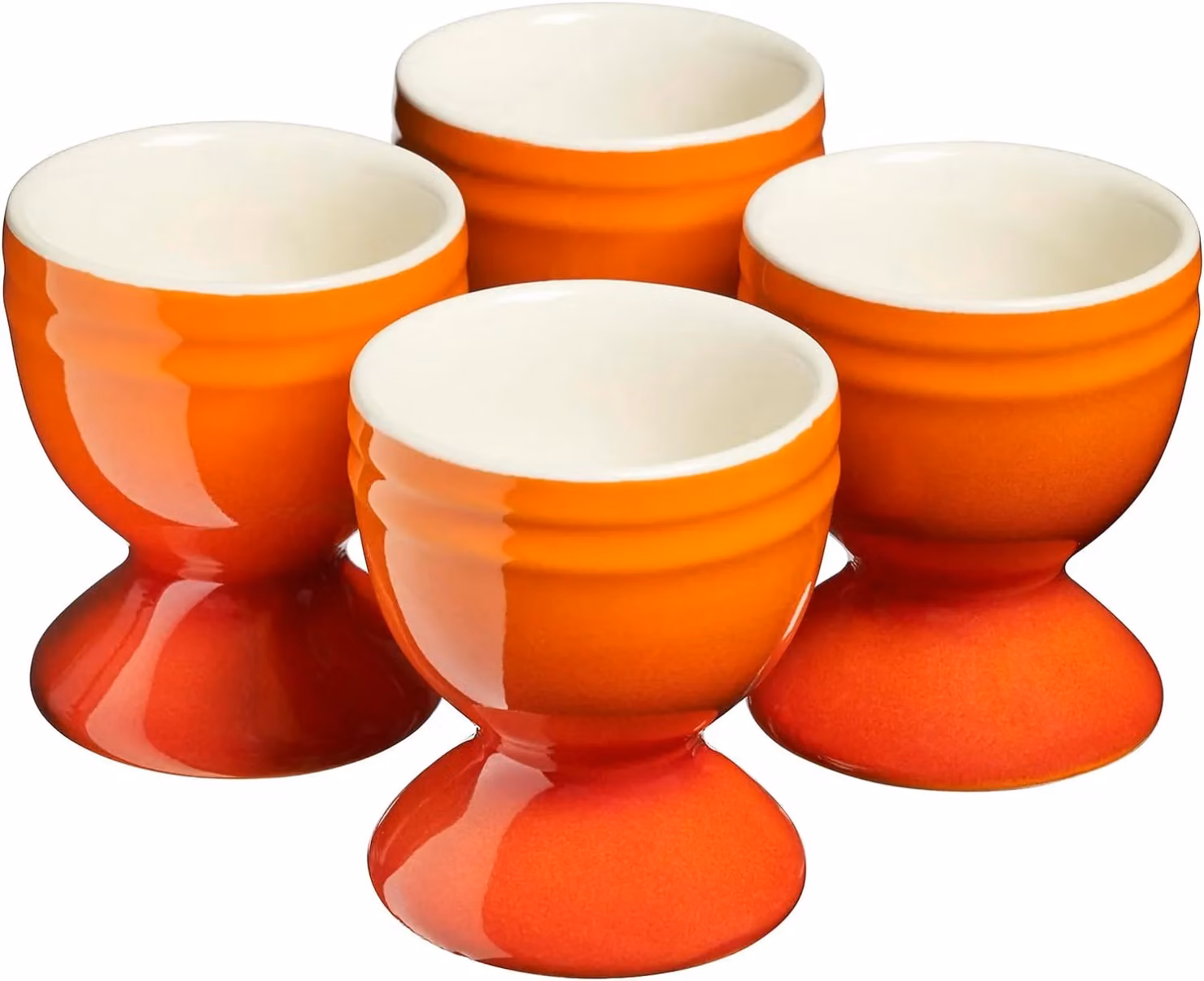 Cooks Professional Set of 4 Orange Stoneware Egg Cups, Microwave and Dishwasher Safe – 3