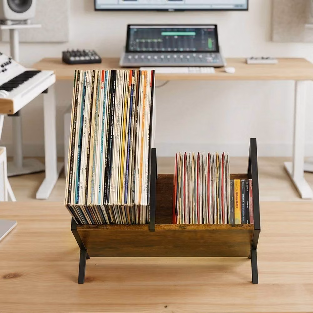 Levede Vinyl Record Storage Rack LP Collection Organiser and Album Holder Stand in Brown – 3