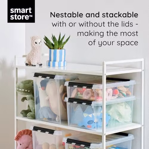 SmartStore 52L Large Plastic Storage Boxes with Lid, 2 Pack, Clear, Clip Locked, Stackable and Nestable, BPA Free, L50 x W39 x H41 cm – 3