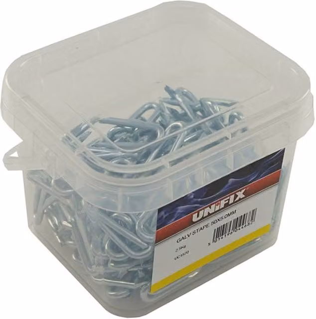 Unifix Galvanised Steel Staples in Silver, 40mm x 4.0mm