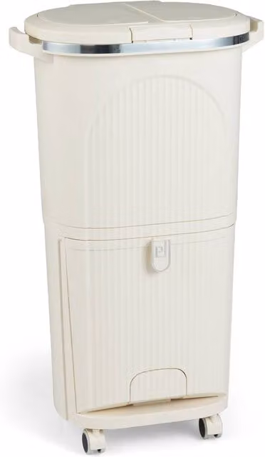 Costway 38L Sorting Garbage Bin with Lids and 2 Detachable Buckets, Beige – 1