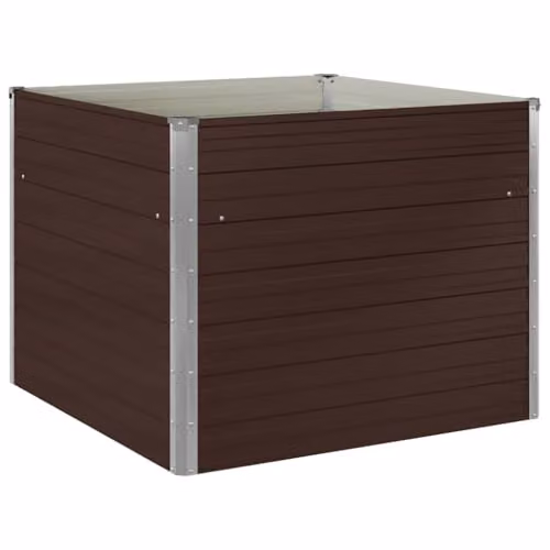 vidaXL Raised Garden Bed in Brown Galvanised Steel, W/D/H: 100 x 100 x 77 cm – 1