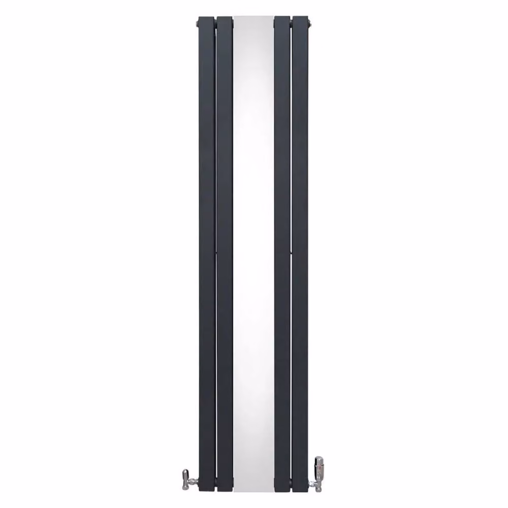 Monstershop Mirror Radiator and Valves in Anthracite Grey, W: 180 cm, H: 42.5 cm – 2