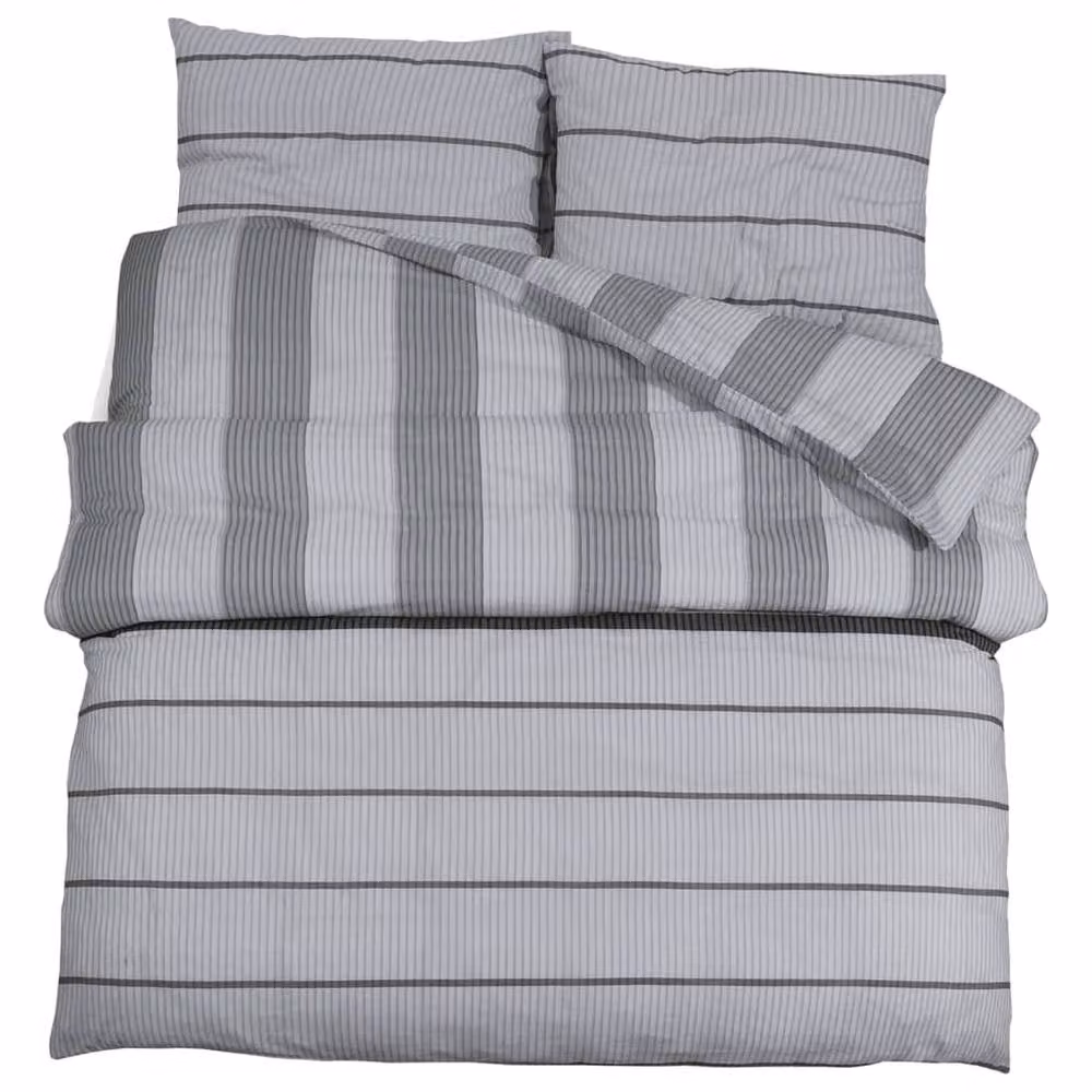 Berkfield Home Elegant Grey Cotton Duvet Cover and Pillowcase Set, W/D/H: 200 x 200 cm and 50 x 75 cm – 3