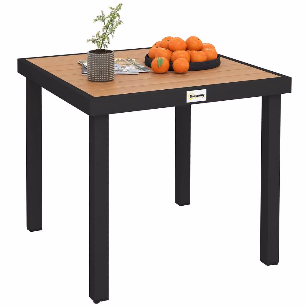 OUTSUNNY Square Garden Dining Table for 4, Sand/Beige Powder Coated Aluminium Outdoor Side Table, W/D/H: 78 x 78 x 78 cm – 2