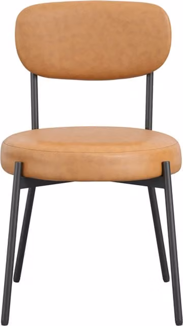 LPD Home Smith Pair of Dining Chairs in Caramel Synthetic Leather with Metal and Plastic Frame