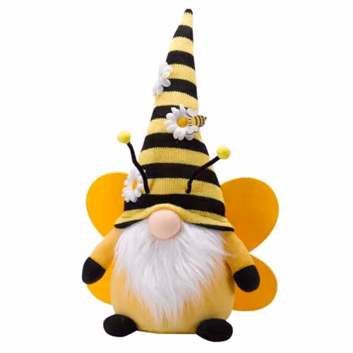 mysmartbuy Scandinavian Bumble Bee Gonk Plush Tomte Figurine, Black, Yellow and White, H37 x W23 x D11 cm – 2