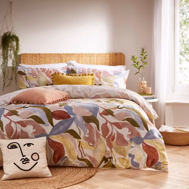 Amarosa Abstract Reversible Floral Duvet Set, Multicolour, W: 180 cm, H: 200 cm