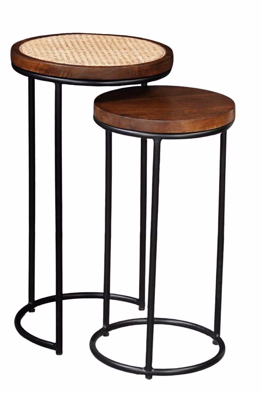 IH Design Giselle Nest of 2 Round Tables in Walnut and Metal – 2