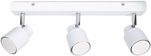 Benton IP44 White 3 Way Bar Ceiling Spotlight with Adjustable Warm White LED Bulbs