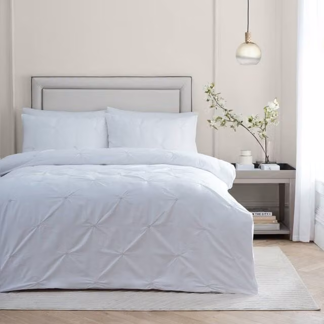 Paoletti Elysia 100% Cotton Embroidered Duvet Cover Set in Light Beige, W: 200 cm x D: 200 cm