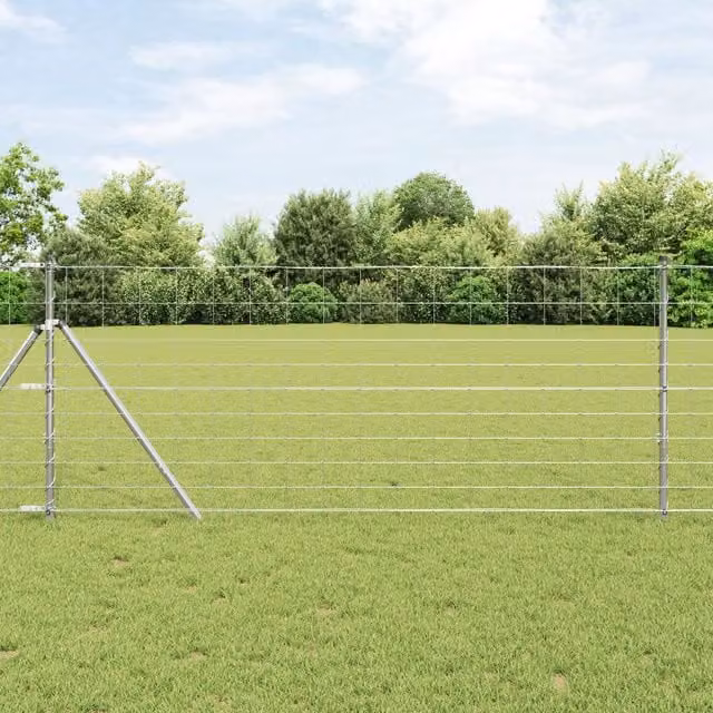 Berkfield Home Field Fence, Galvanised Steel, Silver, 1 x 25 m – 1