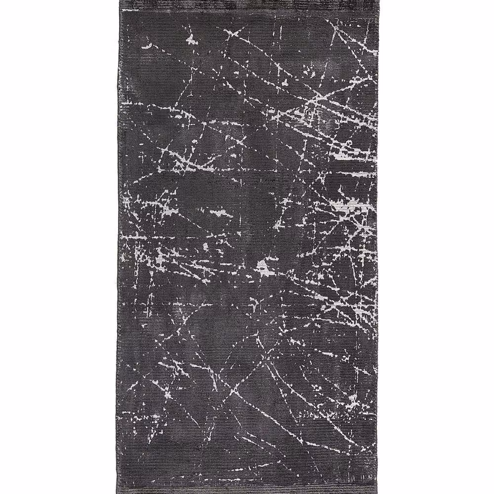 Wyld and Coco Modern Glam Striped Area Rug in Grey and White, Woven Viscose with Cotton Backing and Fringes, W: 80 cm, L: 150 cm – 2