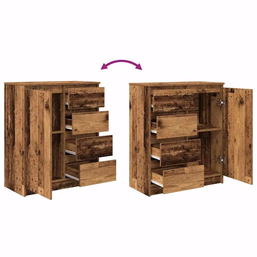 Berkfield Home Rustic Brown Sideboard with Drawers, W/D/H: 71 x 35 x 84 cm – 4