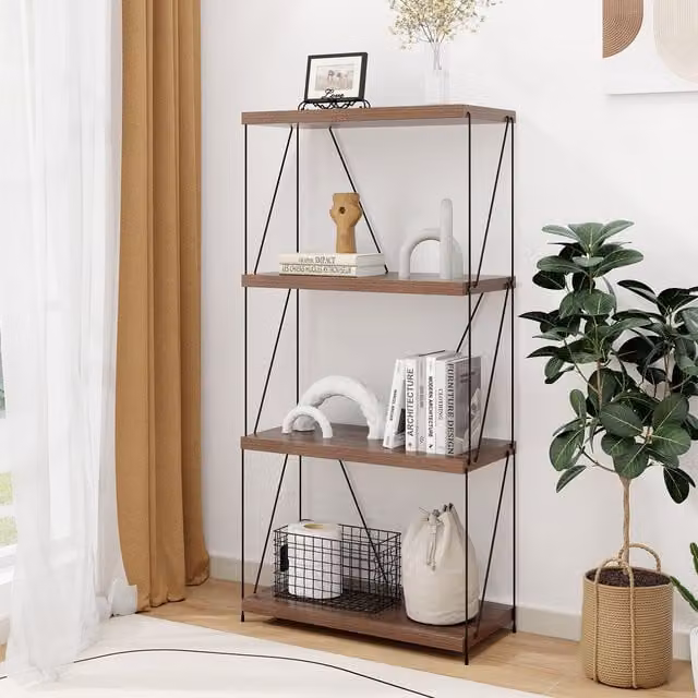 Costway 4-Tier Industrial Multipurpose Display Rack and Storage Shelving Unit in Brown – 1