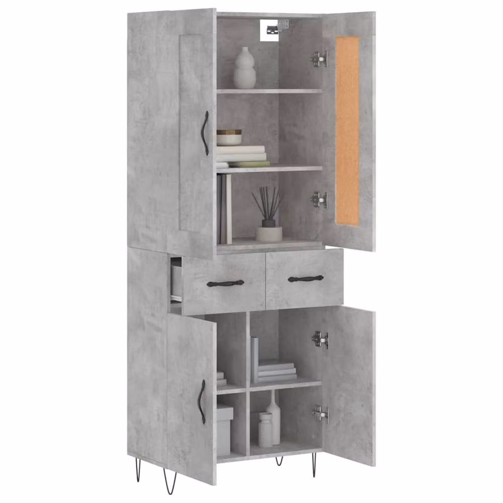 Berkfield Home Highboard in Concrete Grey, W/D/H: 69.5 x 34 x 180 cm – 2