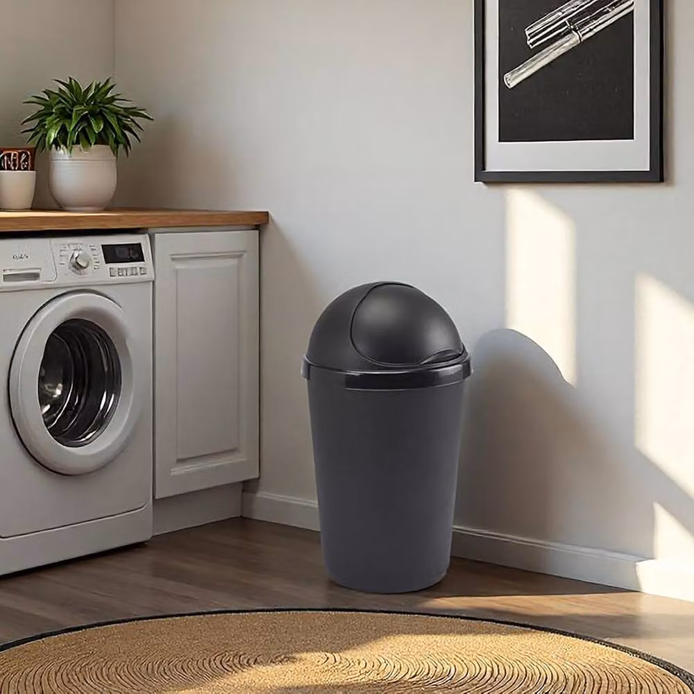 Simpa 50L Kitchen Bullet Bin with Roll Open Lid in Anthracite Black – 2