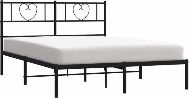 Berkfield Home Metal Bed Frame with Headboard in Black, W: 160 cm, H: 166 cm, D: 200 cm – 1