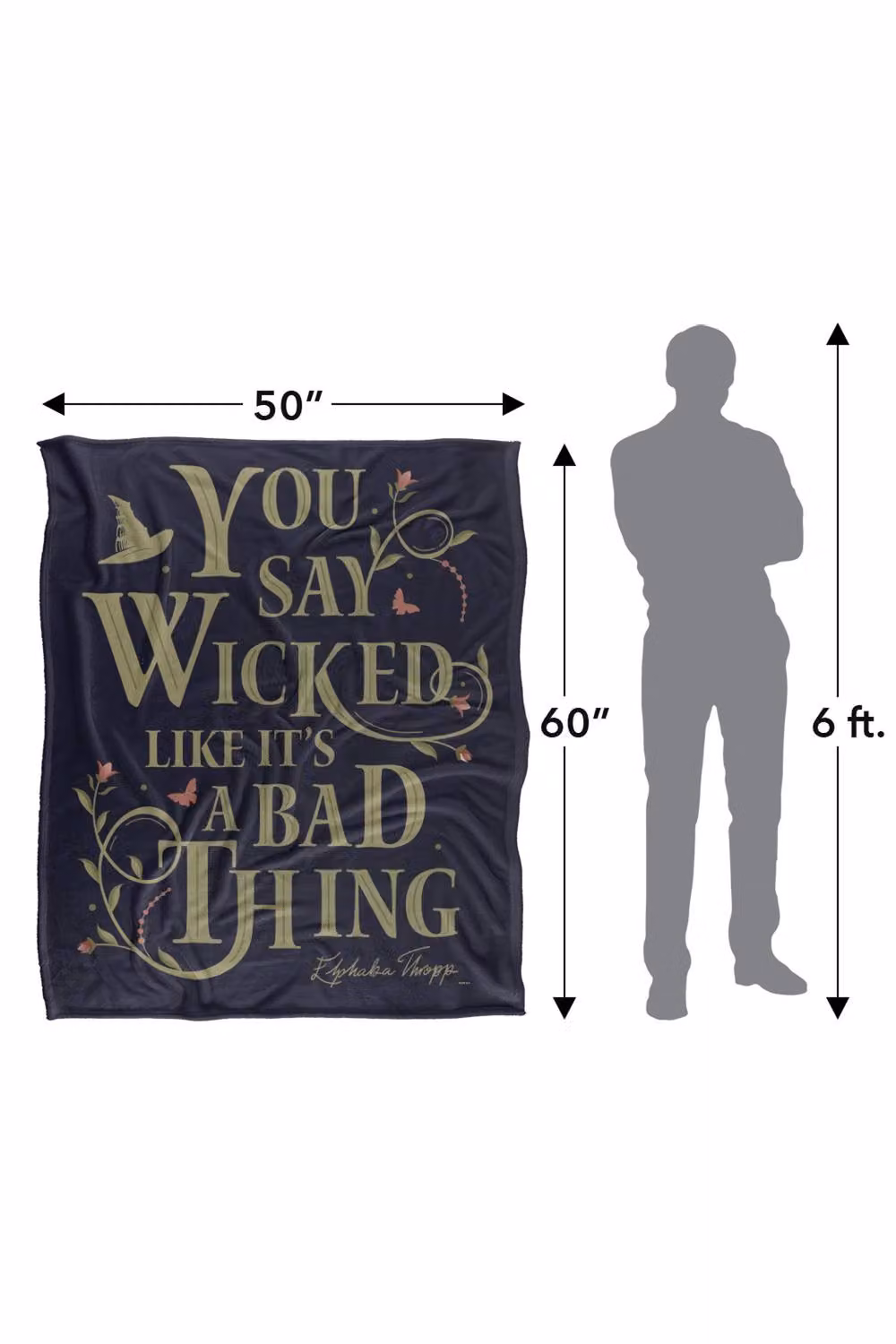 NBCU Wicked Elphaba You Say Wicked Like It's A Bad Thing Multicolour Blanket, W/D: 152.4 x 127 cm – 3