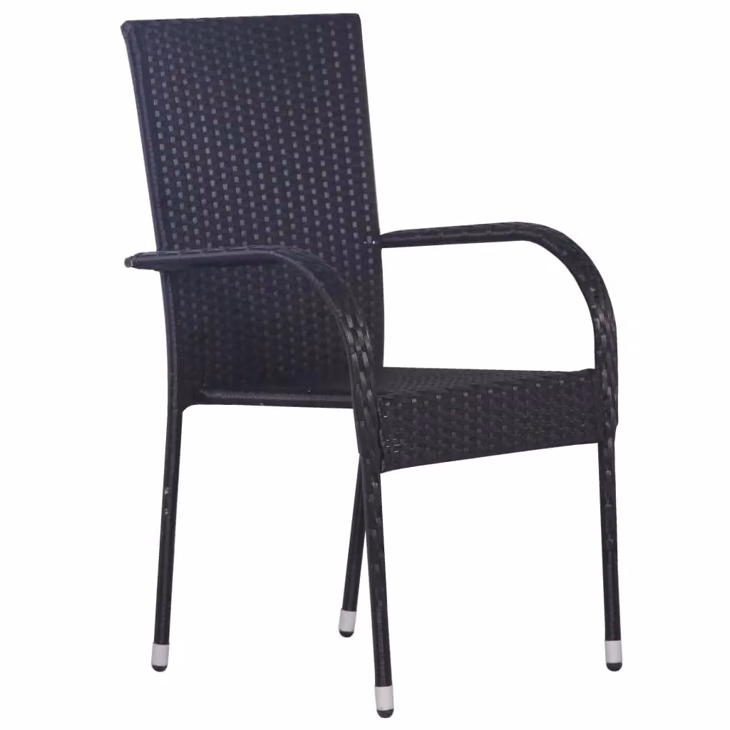 Berkfield Home 7 Piece Modern Black Rattan and Metal Garden Dining Set – 3