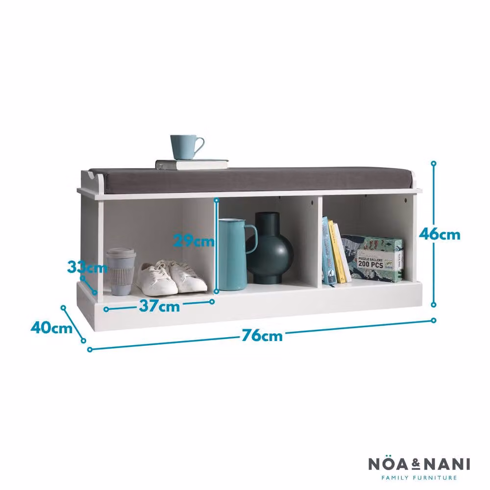 Nöa and Nani Stockholm Storage Bench with 3 Storage Cubes in White – 3