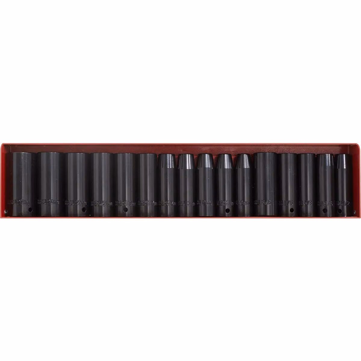 Loops 16 Piece Premium Impact Socket Set, 1/2 inch Sq Drive, Deep Chrome Vanadium Steel Sockets in Black and Multicolour – 2