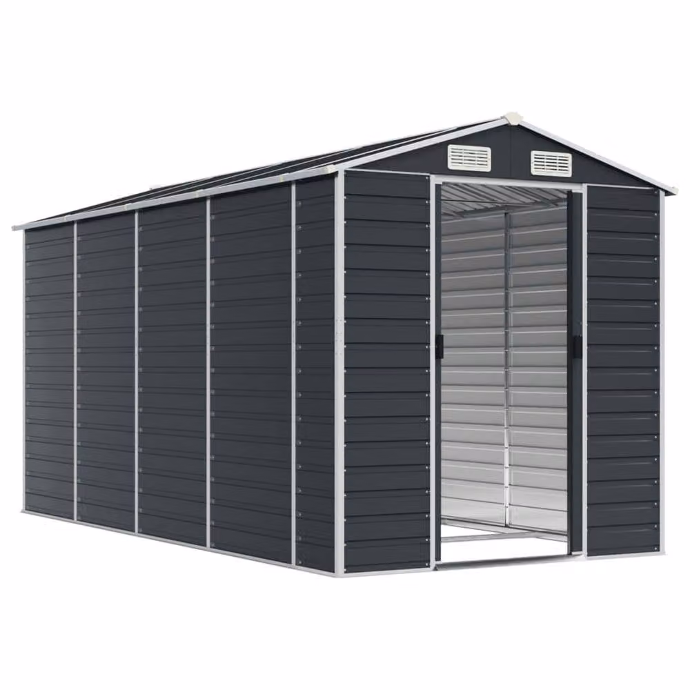 Berkfield Home Anthracite Galvanised Steel Garden Shed W/D/H: 385 x 191 x 198 cm – 3