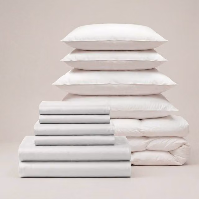 Bedable Super King 100% Cotton Sateen Bedding Bundle in Grey, including Duvet Cover, Fitted Sheet, 4 Pillowcases, Duvet and 4 Pillows – 1