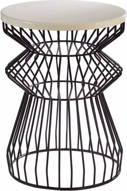 Orsina Modern Round Side Table with Curved Base in Black or White, W/D/H: 41 x 41 x 53 cm