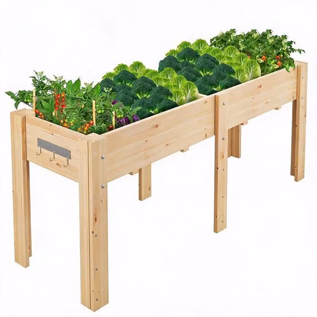 Nordara Brown Fir Wood Raised Garden Bed for Vegetable, Herb and Ornamental Plants – 1