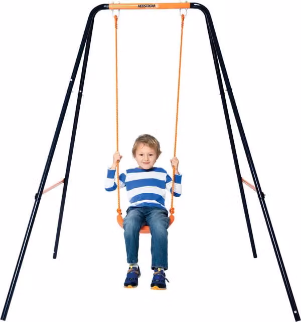 Hedstrom Single Kids Swing Playset in Orange with Weatherproof UV Protection