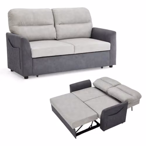 Home Detail David 2 Seater Grey Fabric Click-Clack Sofa Bed with Storage