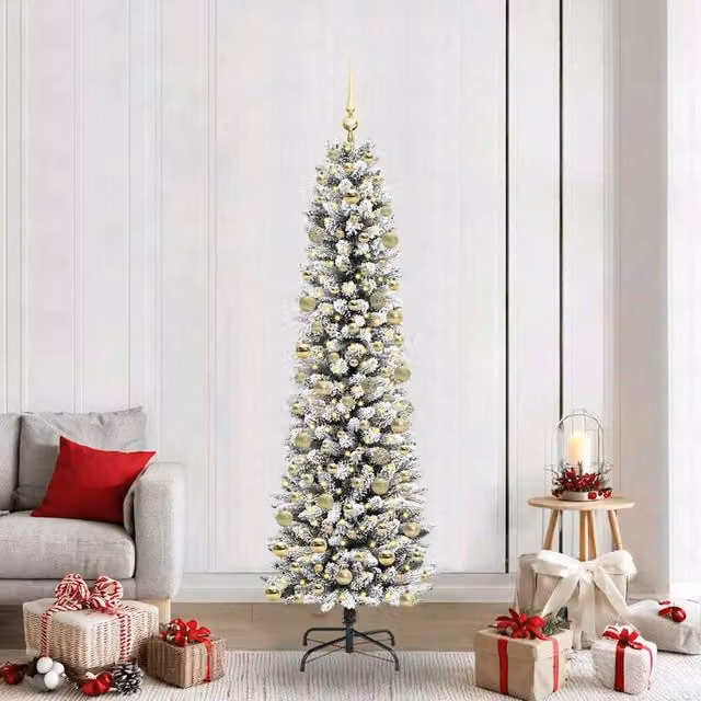 Berkfield Home Artificial Christmas Tree with 300 LEDs in Green, White and Black, Height: 210 cm