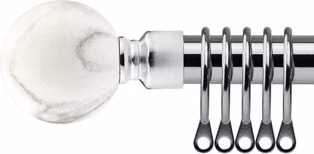NewEdgeBlinds Mineral Extendable Durable Metal Curtain Pole Set in Brushed Silver (16-19mm)