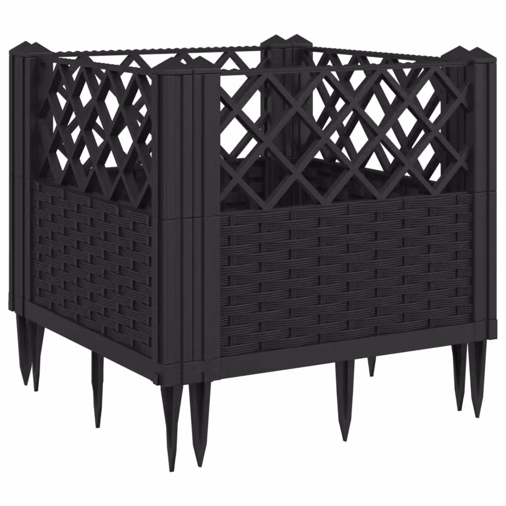 Berkfield Home Garden Planter with Pegs, Black, W/D/H: 43.5 x 43.5 x 43.5 cm – 2