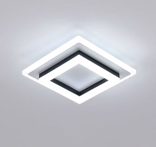 Pheashine Modern Square LED Ceiling Light, 24W, 6500K Cool White, Black, Diameter: 20 cm – 1