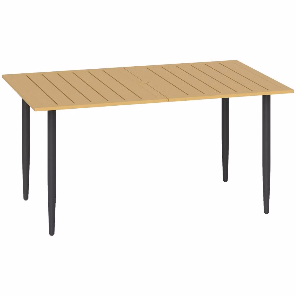 Wyld Haus Safafa Brown Slatted Metal Rectangular Garden Dining Table W/D/H: 150 x 90 x 73 cm – 2
