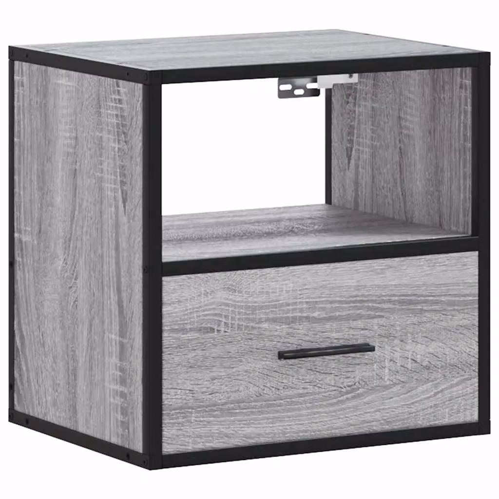 Berkfield Home Wall-mounted Bedside Cabinet in Grey Sonoma, W: 40 cm, D: 31 cm, H: 39.5 cm – 2