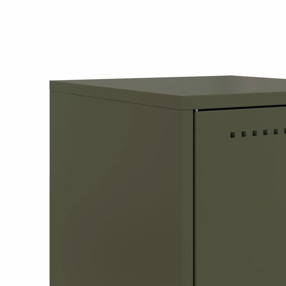 Berkfield Home Set of 2 Industrial Metal Bedside Cabinets, Olive Green, W: 36 cm, D: 39 cm, H: 60.5 cm – 5