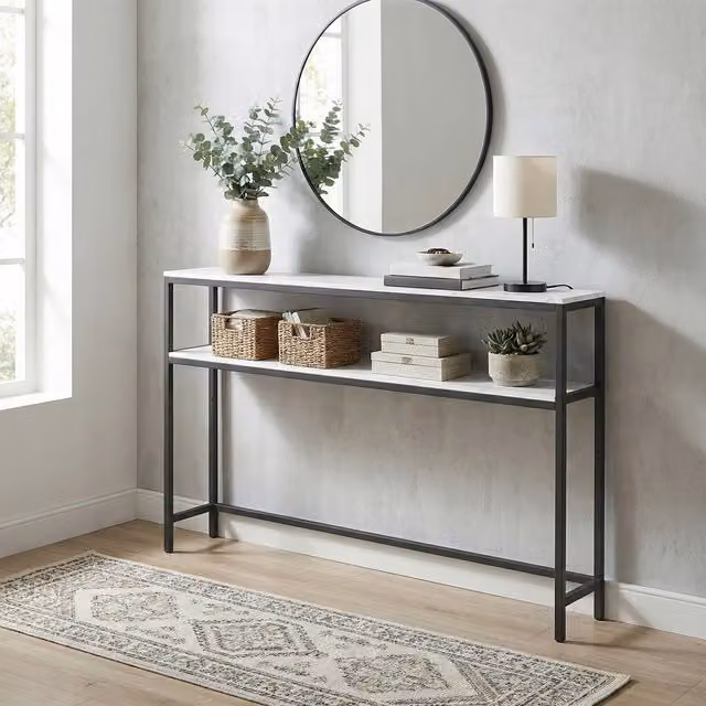 VASAGLE 2-Tier Modern Slim Console Table for Hallway, Living Room or Bedroom, W/D/H: 120 x 30 x 80 cm