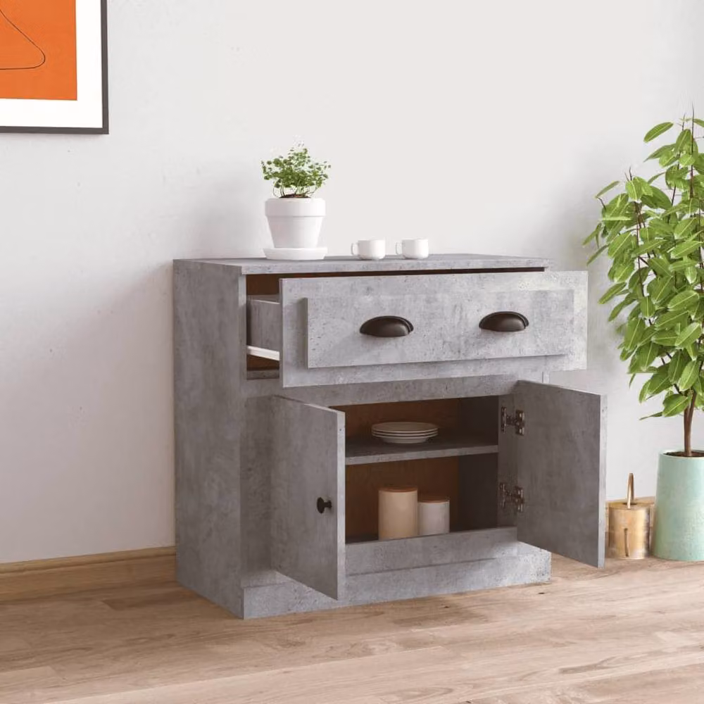 Berkfield Home Sideboard in Concrete Grey, W/D/H: 70 x 35.5 x 67.5 cm – 2